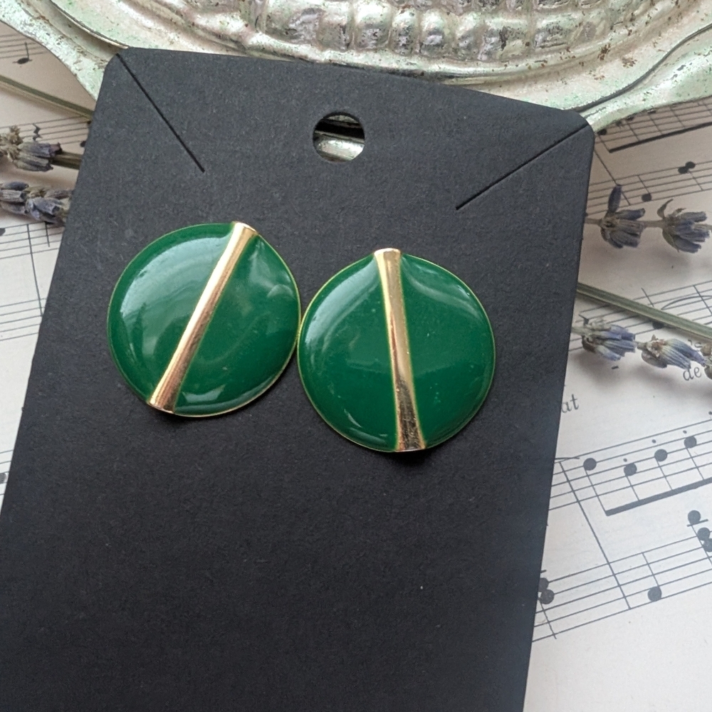Vintage Green and Gold Earrings